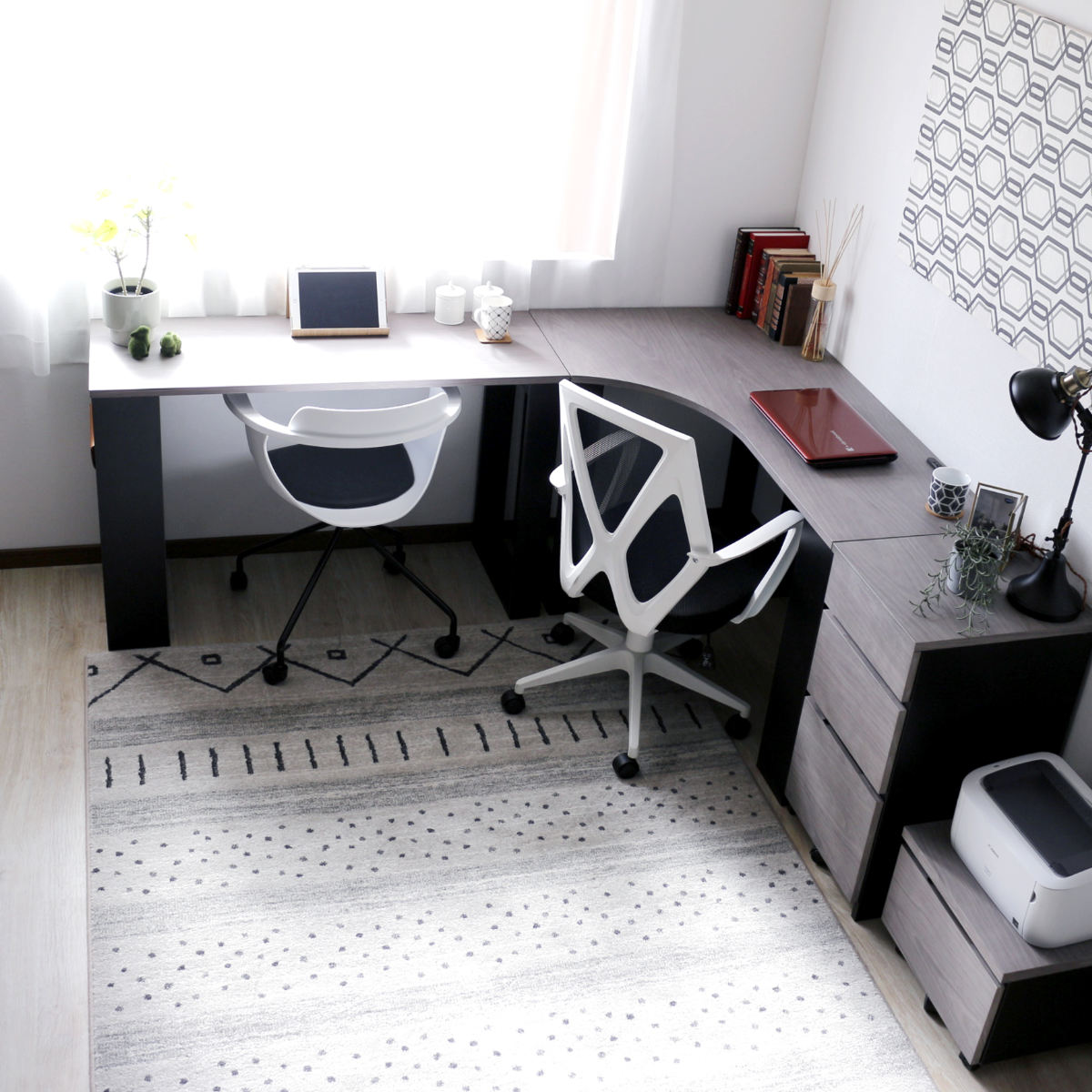 ワークデスク 幅100cm 収納棚付 ( デスク 机 コンパクト 学習机 勉強机 パソコンデスク 棚付き オフィスデスク 木製 学習デスク 勉強デスク パソコン PC 作業机 平机 )