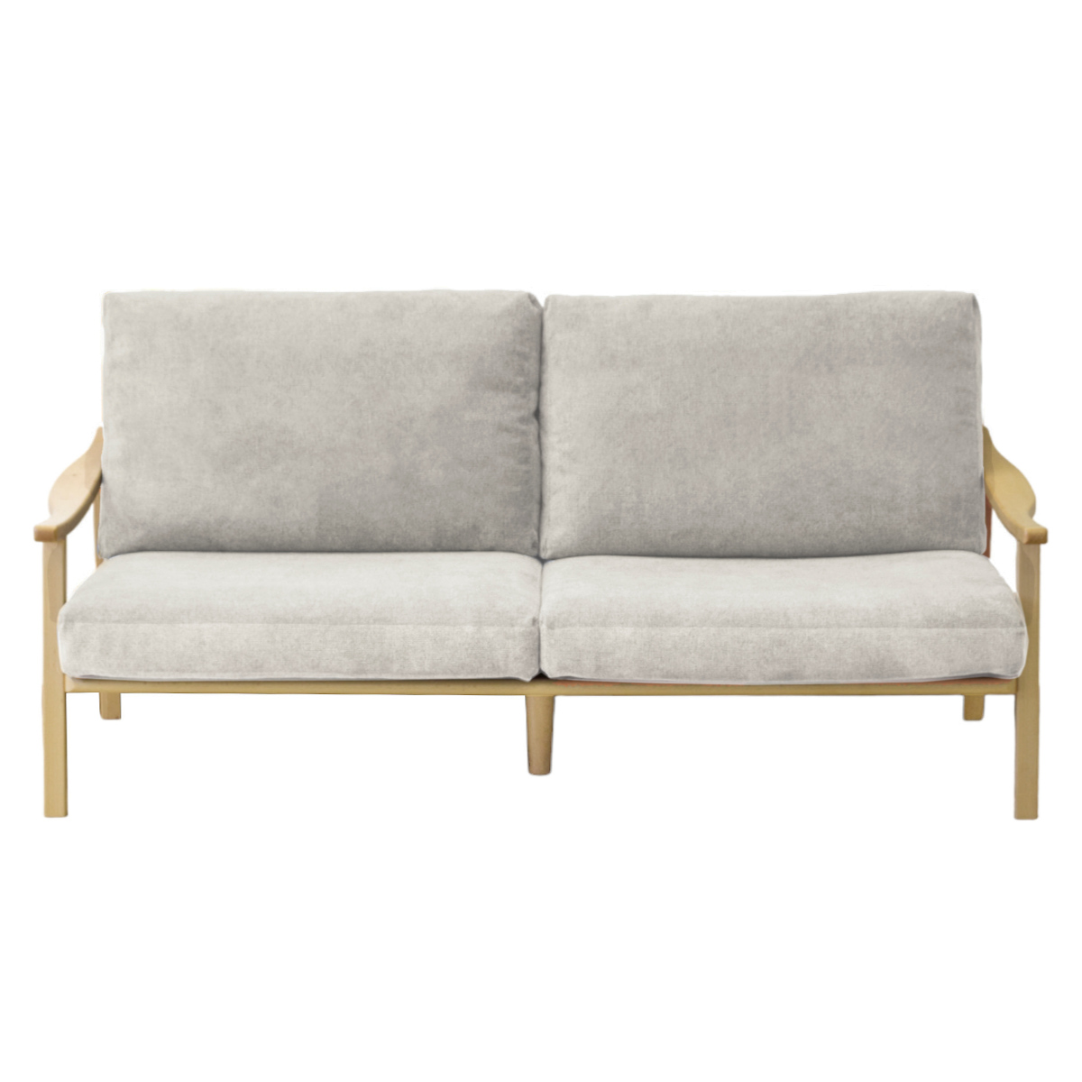 ソファ 3人掛け 幅180cm ナチュラルフレーム ( ソファー リビングソファ 木製 天然木 背もたれ 座面 クッション 取り外し ファブリック カバーリング 取り外し可能 脚付き 背クッション 柔らかい おしゃれ ) 【グレー】 グレー