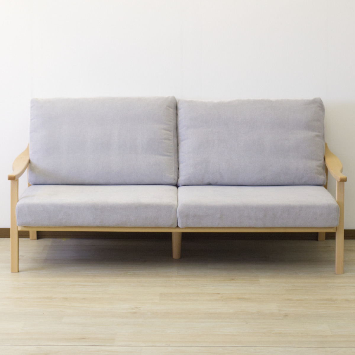 ソファ 3人掛け 幅180cm ナチュラルフレーム ( ソファー リビングソファ 木製 天然木 背もたれ 座面 クッション 取り外し ファブリック カバーリング 取り外し可能 脚付き 背クッション 柔らかい おしゃれ ) 【グレー】 グレー