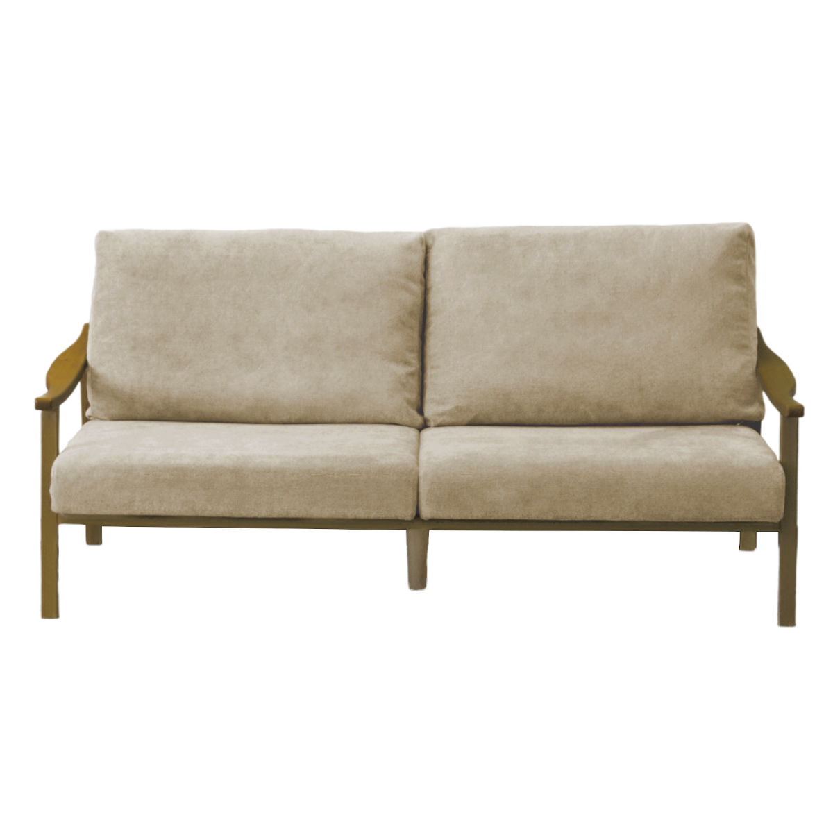 ソファ 3人掛け 幅180cm ブラウンフレーム ( ソファー リビングソファ 木製 天然木 背もたれ 座面 クッション 取り外し ファブリック カバーリング 取り外し可能 脚付き 背クッション 柔らかい おしゃれ ) 【ベージュ】 ベージュ