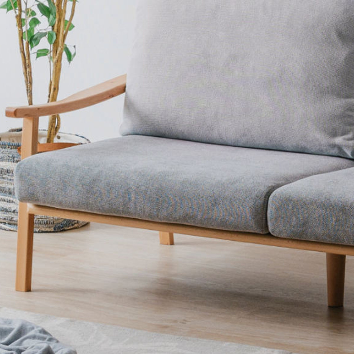 ソファ 3人掛け 幅180cm ブラックフレーム ( ソファー リビングソファ 木製 天然木 背もたれ 座面 クッション 取り外し ファブリック カバーリング 取り外し可能 脚付き 背クッション 柔らかい おしゃれ ) 【ライトグレー】 ライトグレー