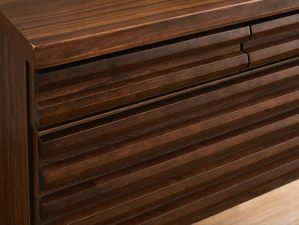 テレビ台 幅160cm ローボード 70型対応 天然木 完成品 ( TV台 テレビボード 収納 家具 ラック フラップ扉 無垢 引き出し 可動棚 リビングボード ルーバー ナチュラル ウォールナット ) 【ナチュラル】 ナチュラル