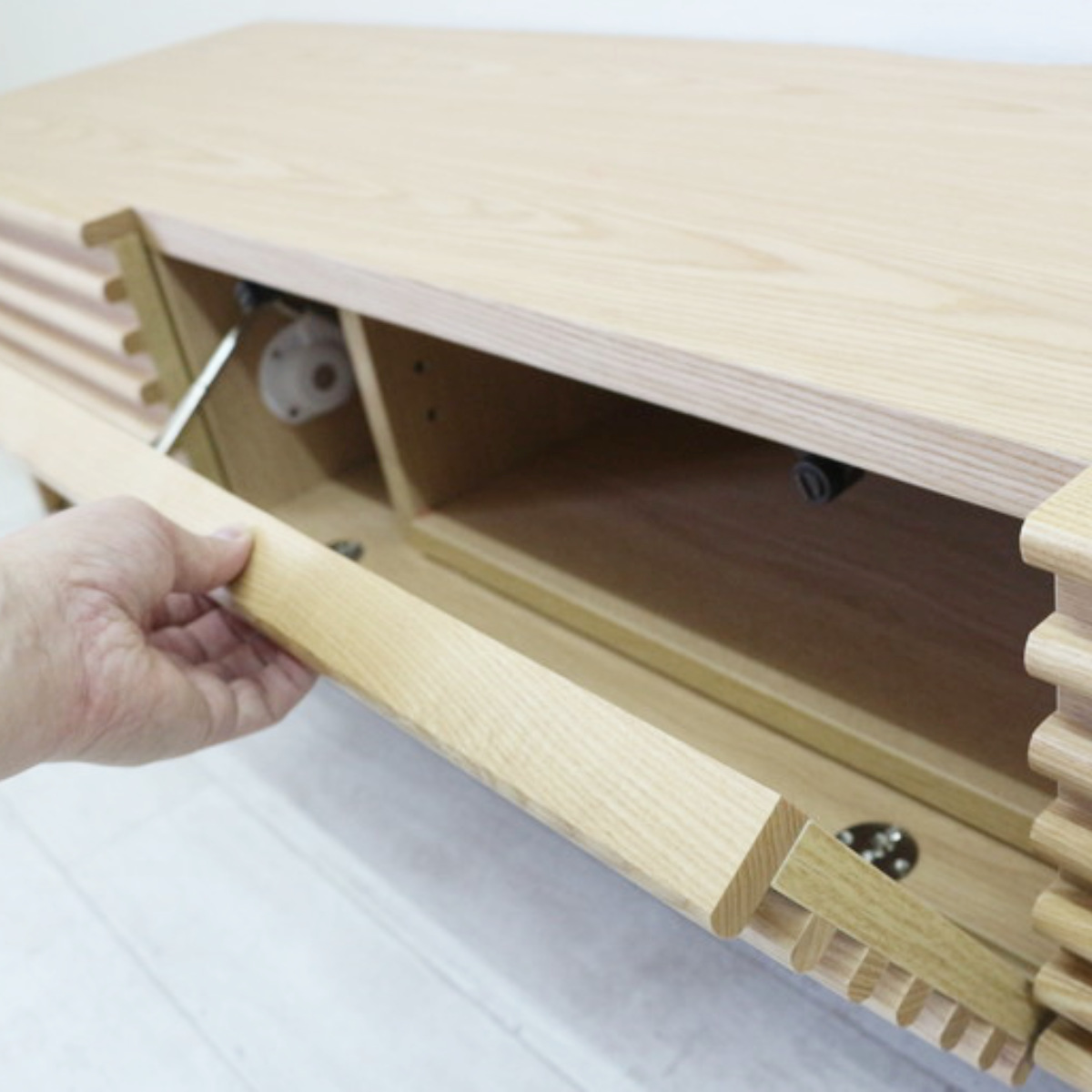 テレビボード 幅200.5cm ローボード 70型対応 フルスライドレール 完成品 ( テレビ台 可動棚 ラック 棚 収納 引き出し リビングボード 省スペース ナチュラル ブラウン お掃除ロボット対応 ) 【ナチュラル】 ナチュラル