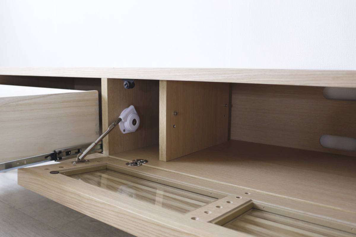 テレビボード 幅200.5cm ローボード 70型対応 フルスライドレール 完成品 ( テレビ台 可動棚 ラック 棚 収納 引き出し リビングボード 省スペース ナチュラル ブラウン お掃除ロボット対応 ) 【ナチュラル】 ナチュラル