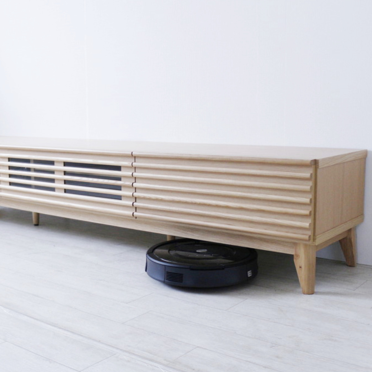 テレビボード 幅200.5cm ローボード 70型対応 フルスライドレール 完成品 ( テレビ台 可動棚 ラック 棚 収納 引き出し リビングボード 省スペース ナチュラル ブラウン お掃除ロボット対応 ) 【ナチュラル】 ナチュラル