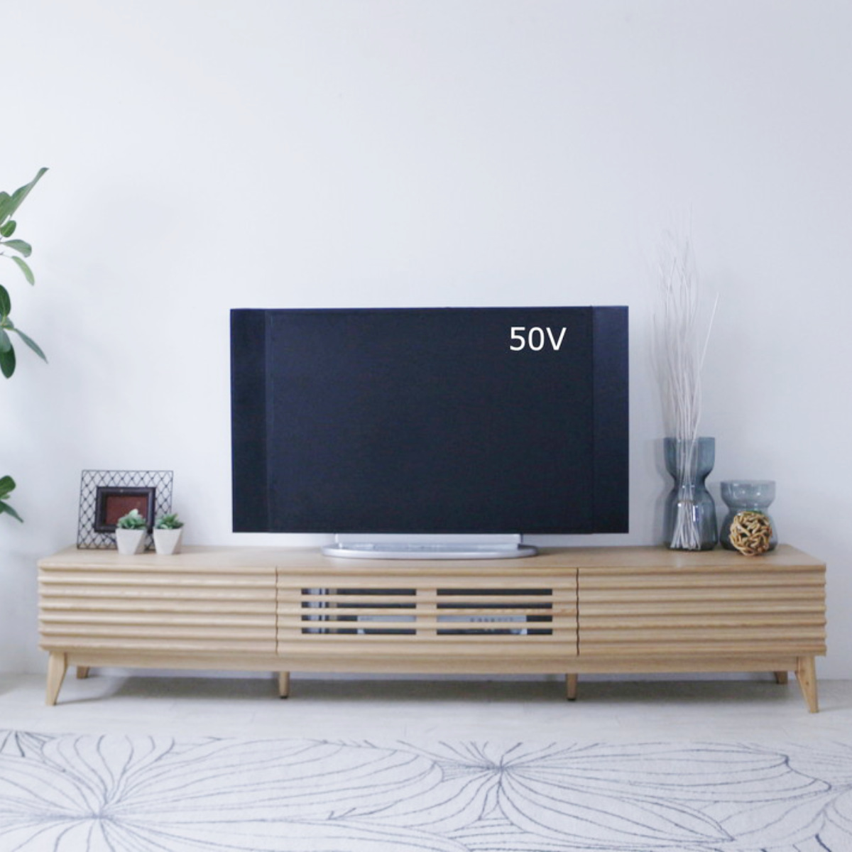 テレビボード 幅200.5cm ローボード 70型対応 フルスライドレール 完成品 ( テレビ台 可動棚 ラック 棚 収納 引き出し リビングボード 省スペース ナチュラル ブラウン お掃除ロボット対応 ) 【ナチュラル】 ナチュラル