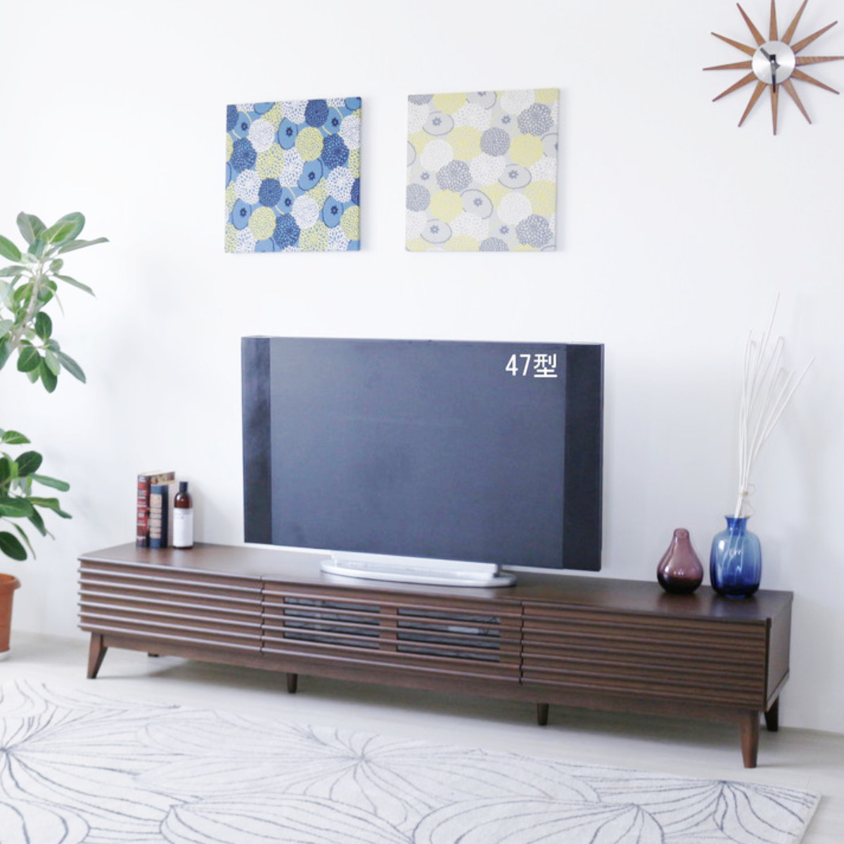 テレビボード 幅200.5cm ローボード 70型対応 フルスライドレール 完成品 ( テレビ台 可動棚 ラック 棚 収納 引き出し リビングボード 省スペース ナチュラル ブラウン お掃除ロボット対応 ) 【ナチュラル】 ナチュラル