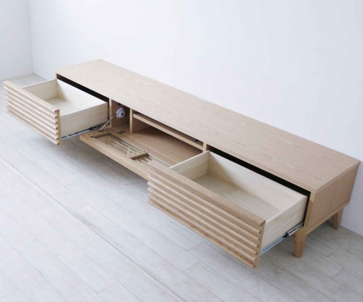 テレビボード 幅200.5cm ローボード 70型対応 フルスライドレール 完成品 ( テレビ台 可動棚 ラック 棚 収納 引き出し リビングボード 省スペース ナチュラル ブラウン お掃除ロボット対応 ) 【ナチュラル】 ナチュラル