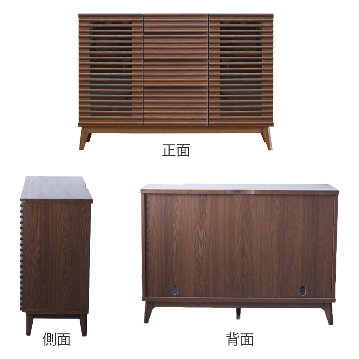 サイドボード 幅120cm 背面化粧 フルスライドレール 完成品 ( 棚 ラック 引き出し A4対応 収納 可動棚 テレビ台 リビングボード 4段 省スペース ナチュラル ブラウン お掃除ロボット対応 ) 【ブラウン】 ブラウン