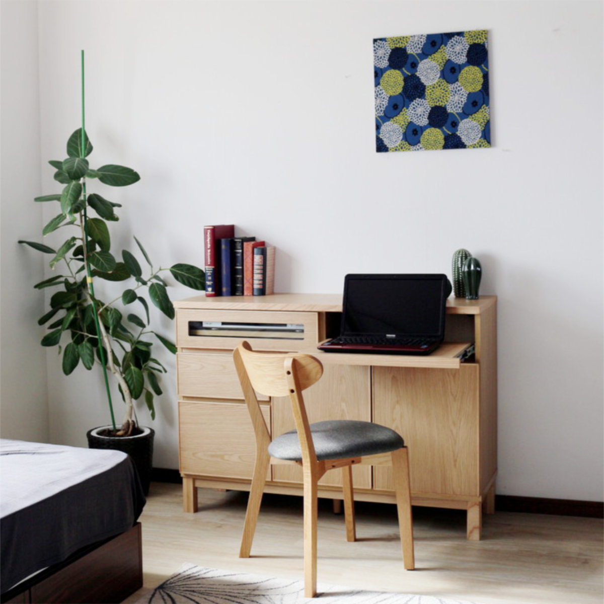 サイドボード 幅120cm テーブル付 背面化粧 フルスライドレール 完成品 ( 棚 ラック 引き出し スライドテーブル 省スペース テレビ台 作業台 家事机 ビューロー デスク ウォールナット ナチュラル ) 【ウォールナット】 ウォールナット