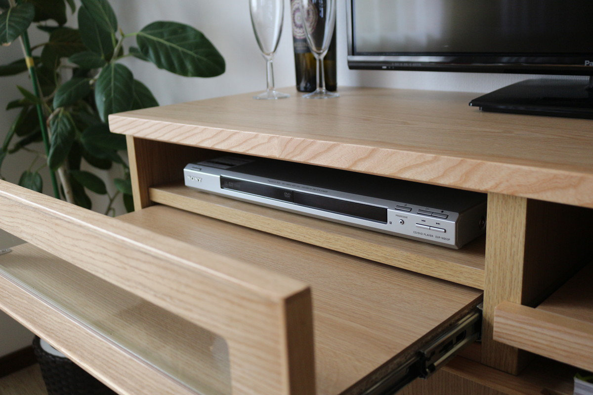 サイドボード 幅120cm テーブル付 背面化粧 フルスライドレール 完成品 ( 棚 ラック 引き出し スライドテーブル 省スペース テレビ台 作業台 家事机 ビューロー デスク ウォールナット ナチュラル ) 【ウォールナット】 ウォールナット