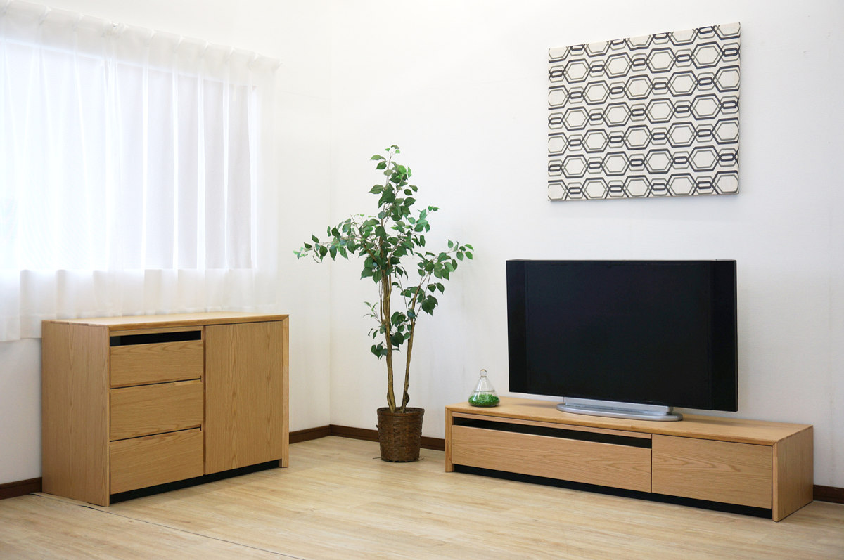 テレビ台 幅180cm 80型対応 引き出し フルスライドレール 完成品 ( テレビボード ローボード スライドレール ラック 棚 収納 引出し リビングボード 省スペース 背面化粧 ウォールナット ナチュラル ) 【ナチュラル】 ナチュラル