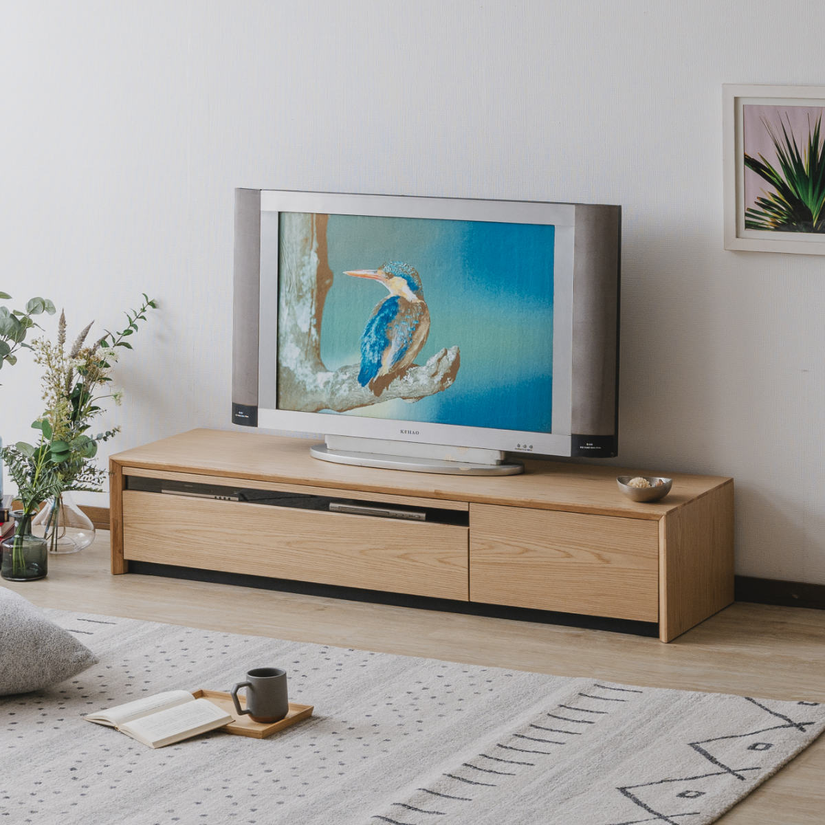 テレビ台 幅180cm 80型対応 引き出し フルスライドレール 完成品 ( テレビボード ローボード スライドレール ラック 棚 収納 引出し リビングボード 省スペース 背面化粧 ウォールナット ナチュラル ) 【ナチュラル】 ナチュラル