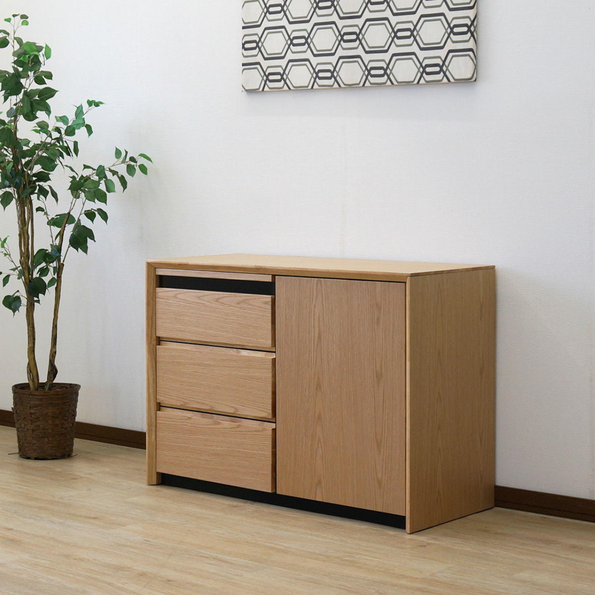 サイドボード 幅100cm 背面化粧 フルスライドレール 完成品 ( 棚 ラック 引き出し スライドレール 省スペース 引出し リビングボード ハイタイプ ウォールナット ナチュラル ) 【ウォールナット】 ウォールナット