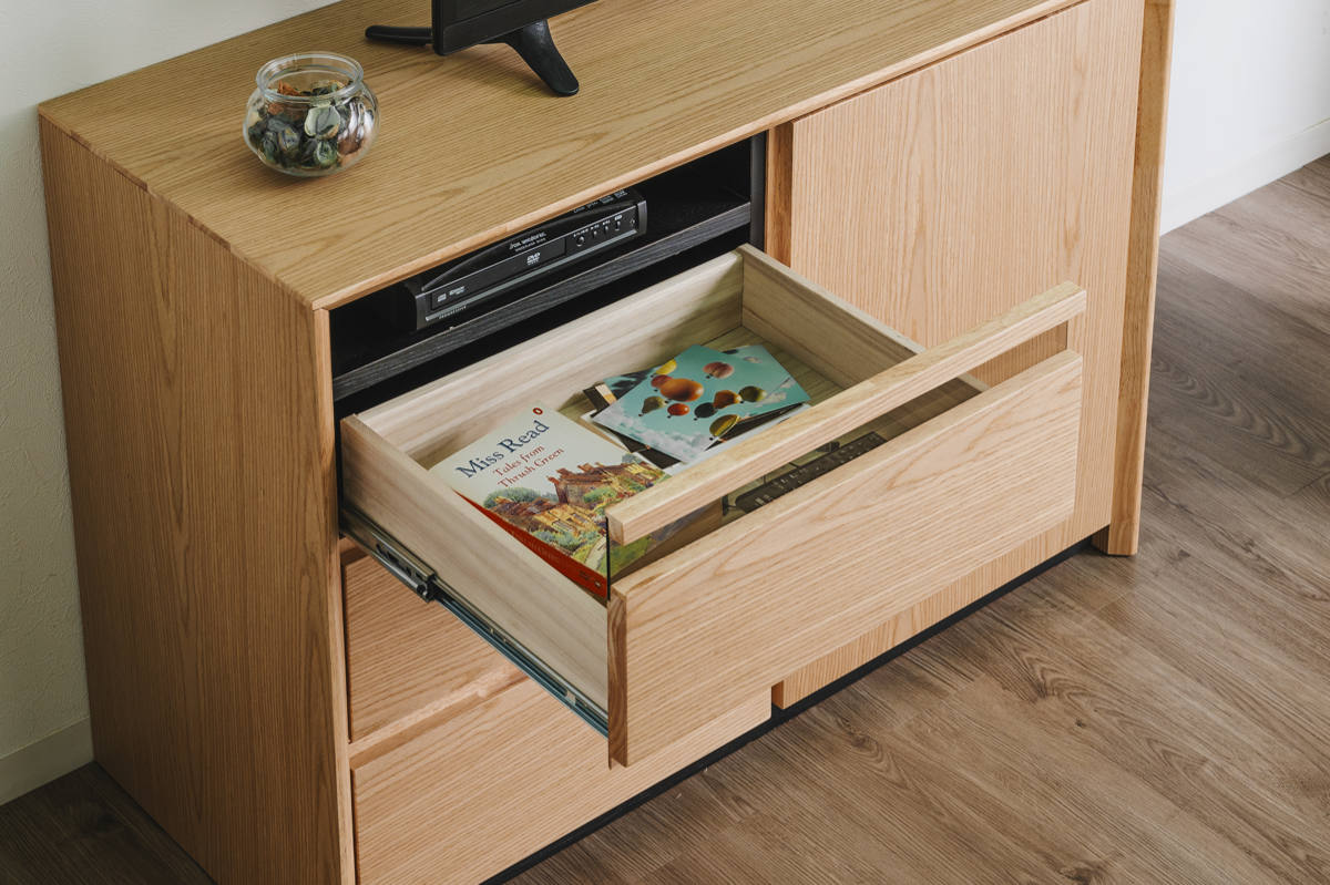 サイドボード 幅100cm 背面化粧 フルスライドレール 完成品 ( 棚 ラック 引き出し スライドレール 省スペース 引出し リビングボード ハイタイプ ウォールナット ナチュラル ) 【ウォールナット】 ウォールナット