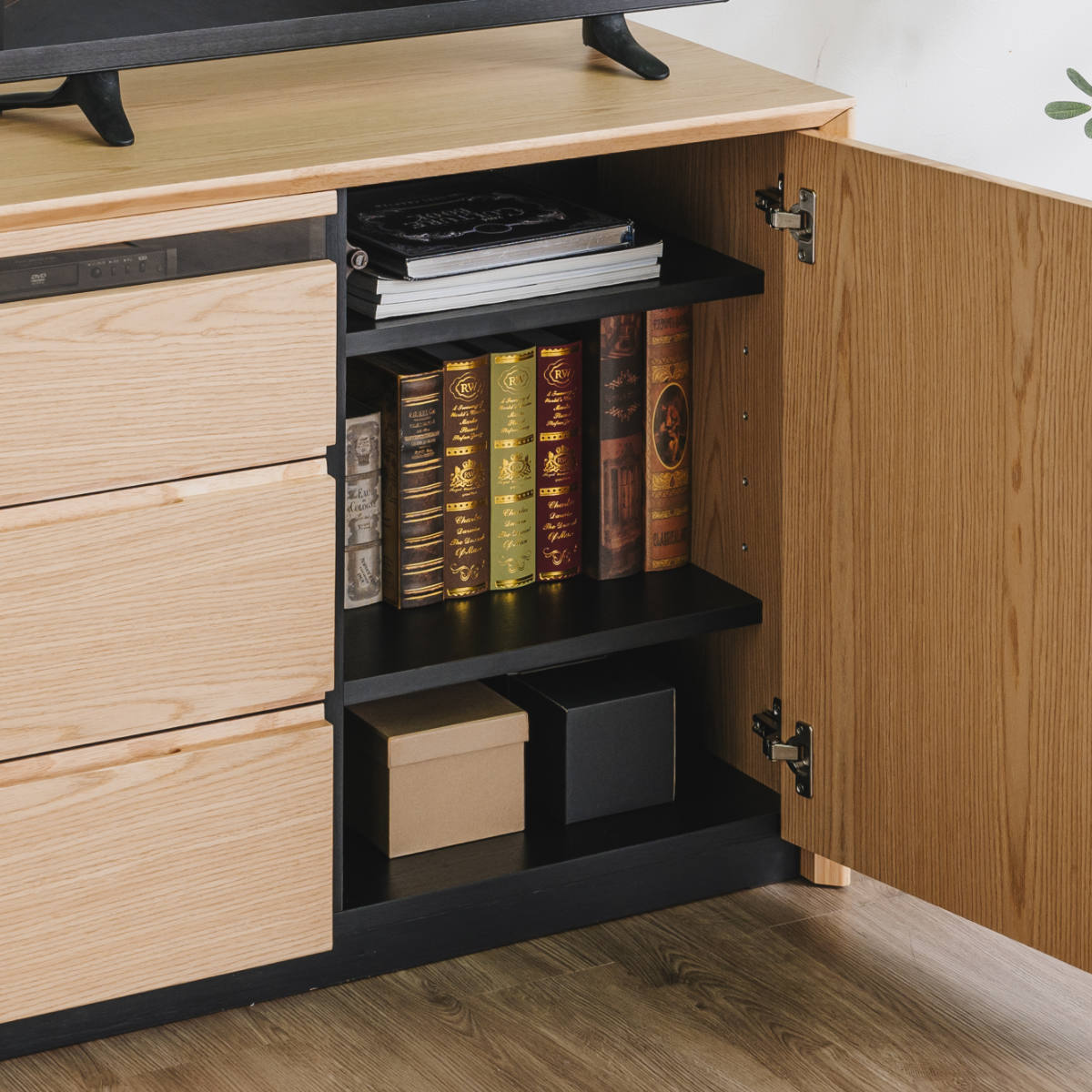 サイドボード 幅100cm 背面化粧 フルスライドレール 完成品 ( 棚 ラック 引き出し スライドレール 省スペース 引出し リビングボード ハイタイプ ウォールナット ナチュラル ) 【ウォールナット】 ウォールナット