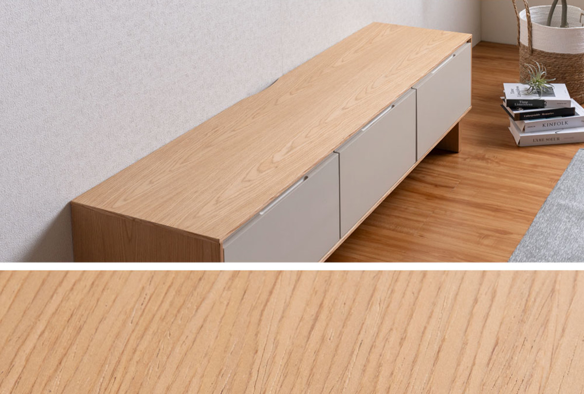テレビ台 幅210cm 脚付き フルスライドレール 天然木 完成品 ( ローボード 引出し ラック 棚 収納 ニュアンス くすみカラー リビングボード 省スペース ツートンカラー お掃除ロボット対応 )