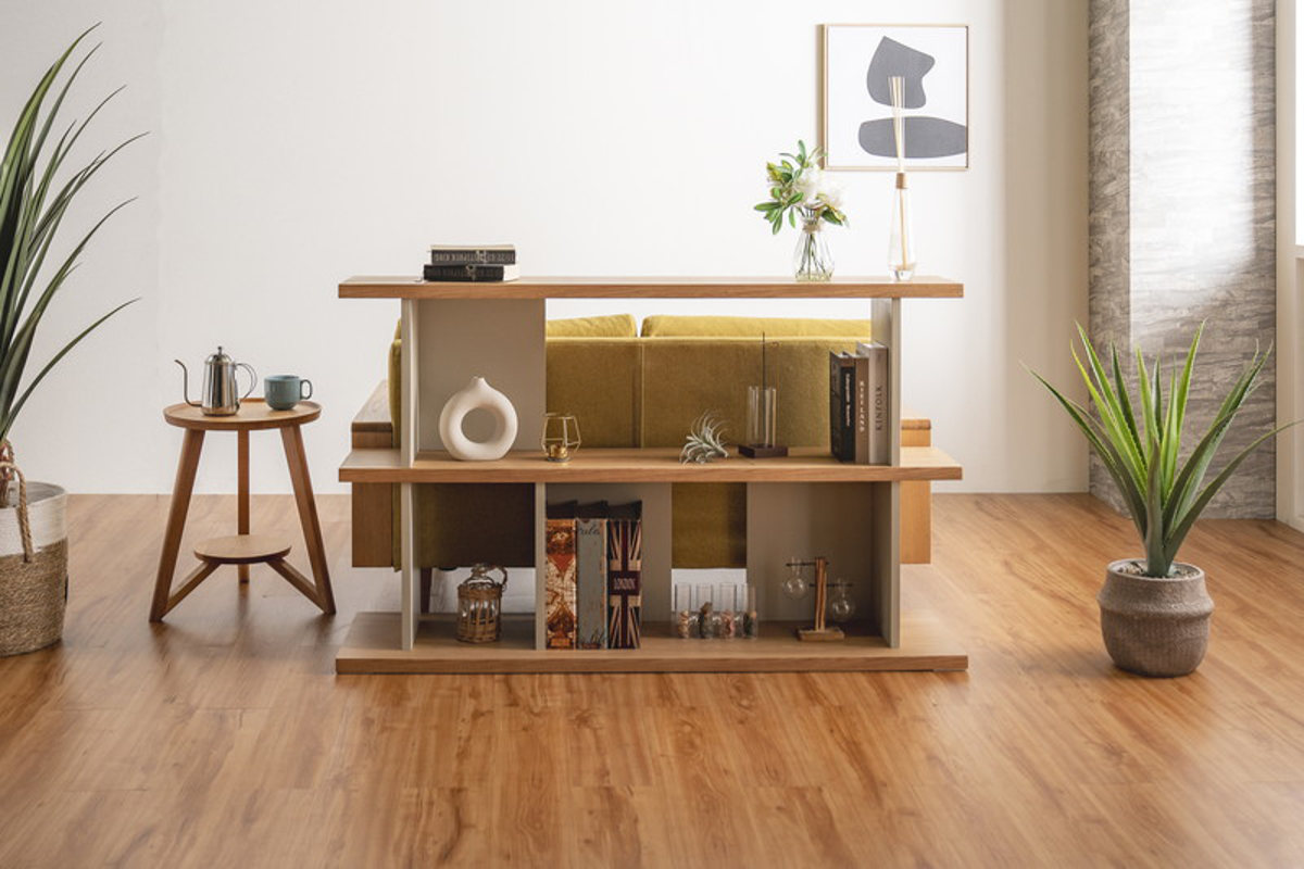 オープンシェルフ 幅140cm 天然木 くすみカラー ( シェルフ バックシェルフ 飾り棚 ラック 収納 ニュアンスカラー 完成品 リビングボード ソファバック 間仕切 ディスプレイ 省スペース ツートンカラー )