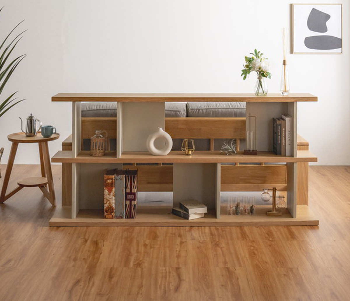 オープンシェルフ 幅180cm 天然木 くすみカラー ( シェルフ バックシェルフ 飾り棚 ラック 収納 ニュアンスカラー 完成品 リビングボード ソファバック 間仕切 ディスプレイ 省スペース ツートンカラー )