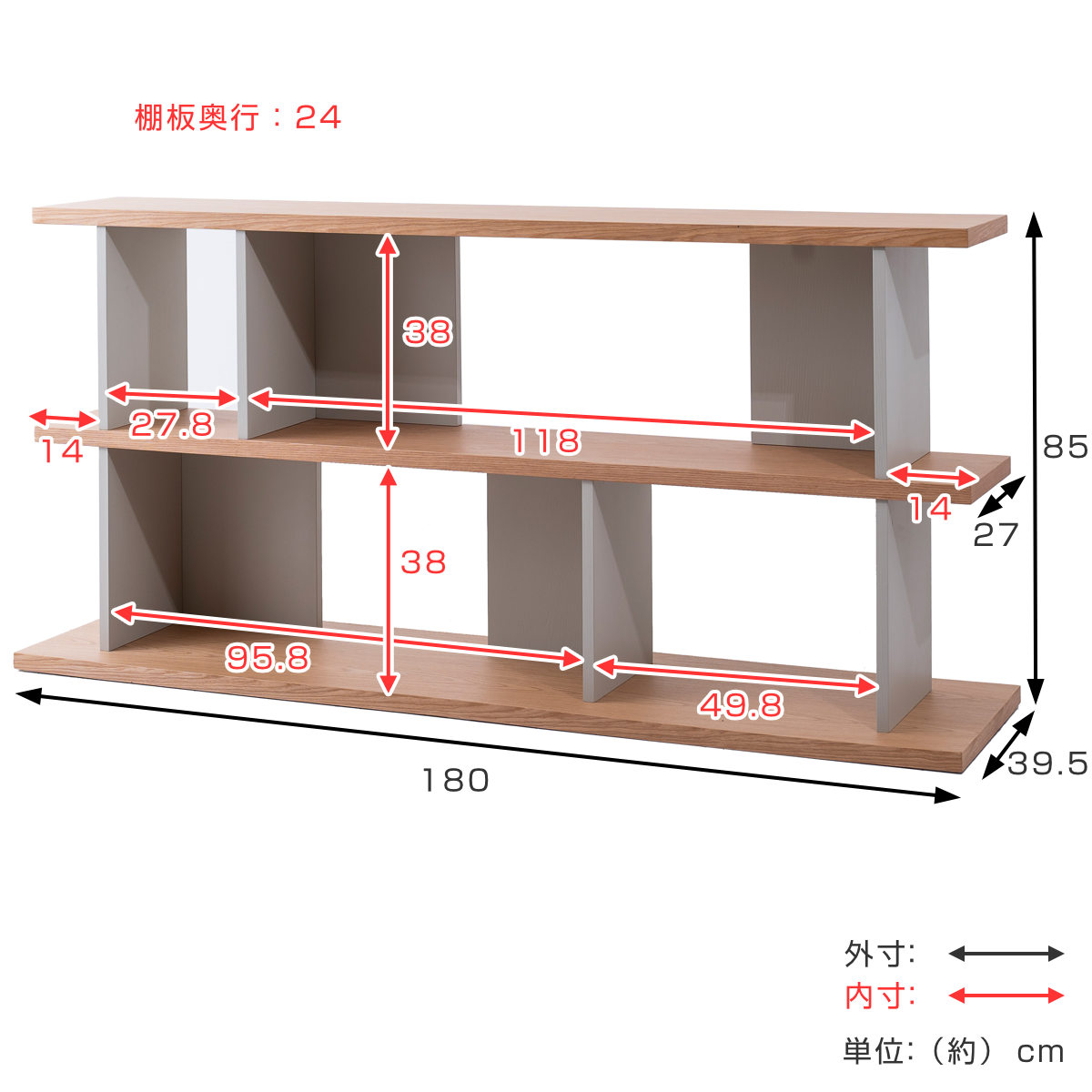 オープンシェルフ 幅180cm 天然木 くすみカラー ( シェルフ バックシェルフ 飾り棚 ラック 収納 ニュアンスカラー 完成品 リビングボード ソファバック 間仕切 ディスプレイ 省スペース ツートンカラー )