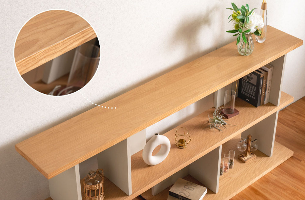 オープンシェルフ 幅180cm 天然木 くすみカラー ( シェルフ バックシェルフ 飾り棚 ラック 収納 ニュアンスカラー 完成品 リビングボード ソファバック 間仕切 ディスプレイ 省スペース ツートンカラー )