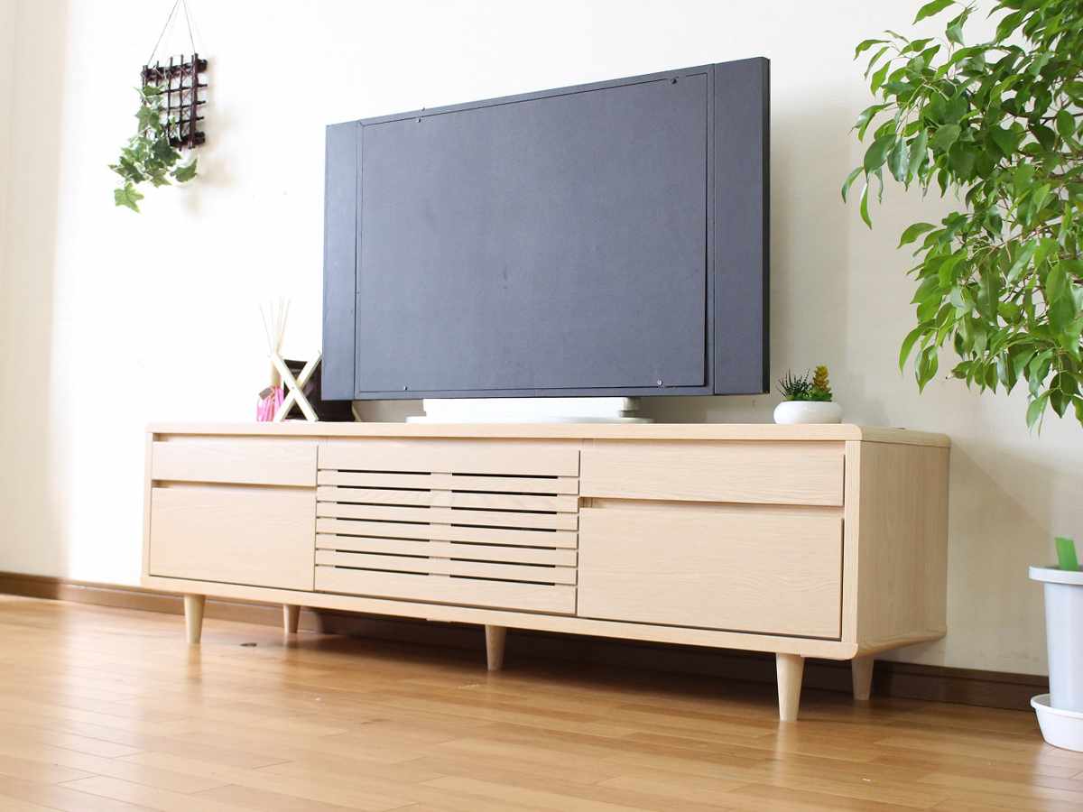テレビ台 幅165cm 背面化粧 リモコンOK 天然木 完成品 ( ローボード 引出し ラック 棚 収納 フラップ扉 リビングボード 省スペース お掃除ロボット対応 ウォールナット ナチュラル ) 【ウォールナット】 ウォールナット