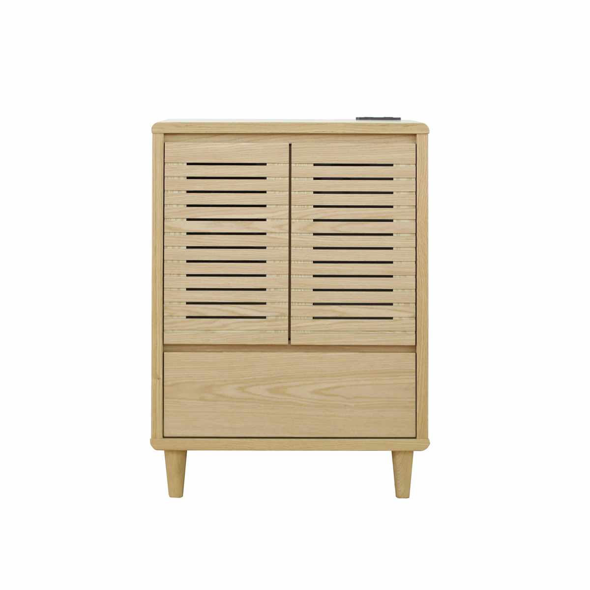 キャビネット 幅60cm 2口コンセント付 背面化粧 リモコンOK 天然木 完成品 ( 棚 ラック 引出し 扉収納 リビングボード 省スペース お掃除ロボット対応 ナチュラル ウォールナット ) 【ウォールナット】 ウォールナット