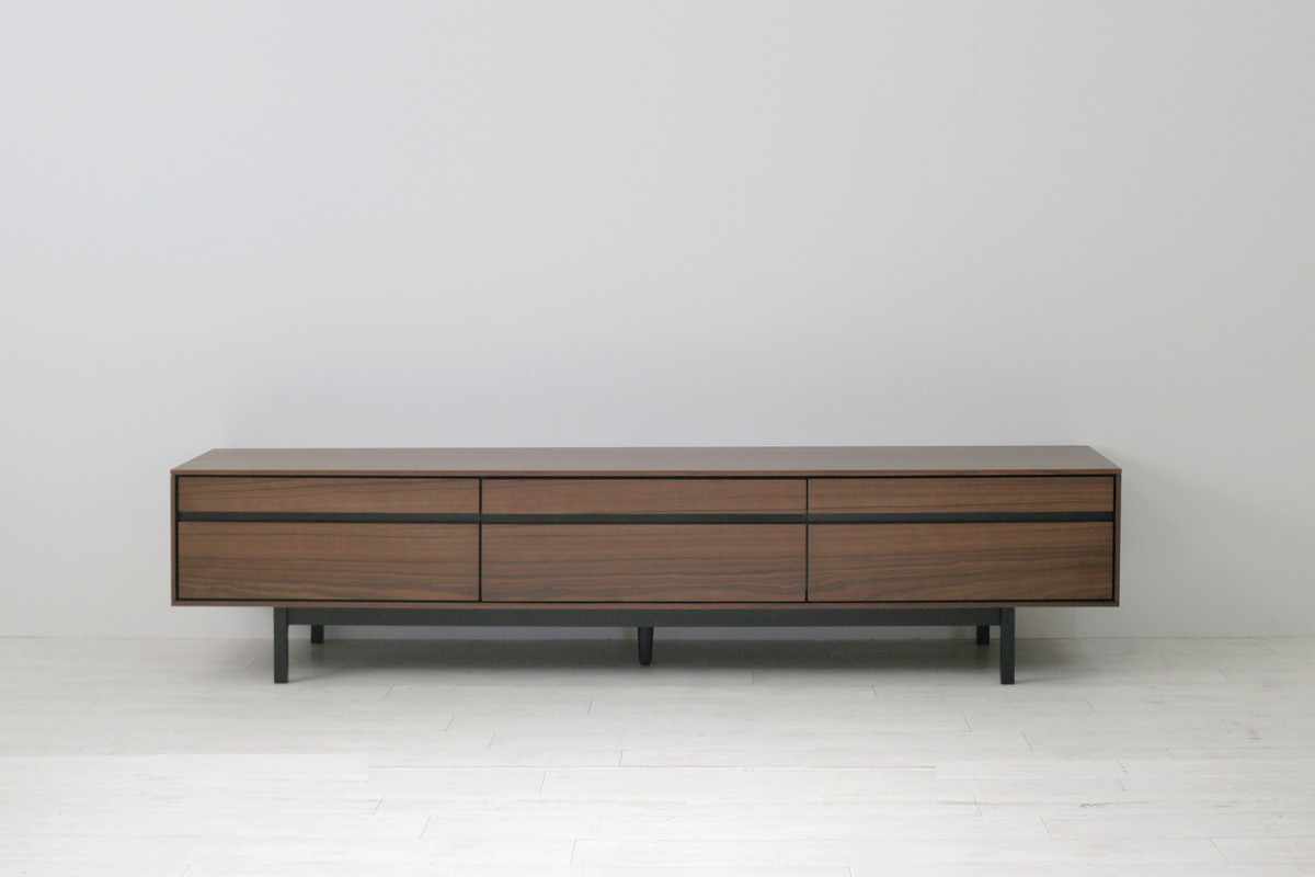 テレビ台 幅180cm 脚付き リモコンOK 天然木 完成品 ( ローボード 引出し ラック 棚 収納 フラップ扉 リビングボード 省スペース お掃除ロボット対応 グレー ウォールナット ) 【ウォールナット】 ウォールナット