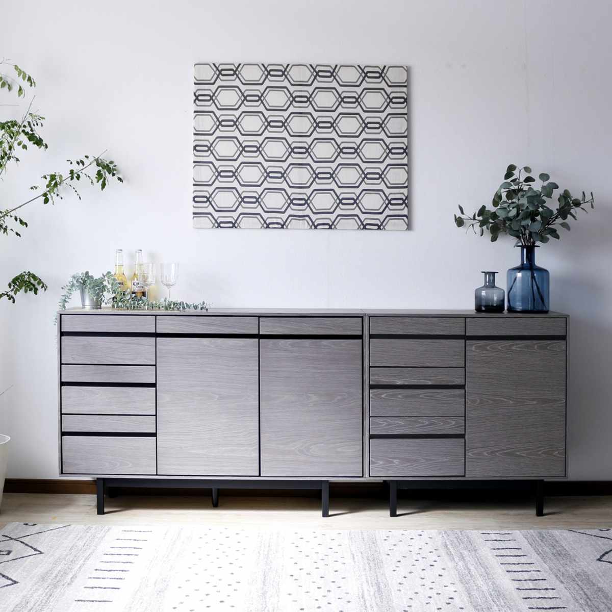 サイドボード 幅80cm 背面化粧 天然木 完成品 ( 棚 ラック 引き出し A4対応 収納 可動棚 テレビ台 リビングボード 3段 省スペース お掃除ロボット対応 グレー ウォールナット ) 【ウォールナット】 ウォールナット