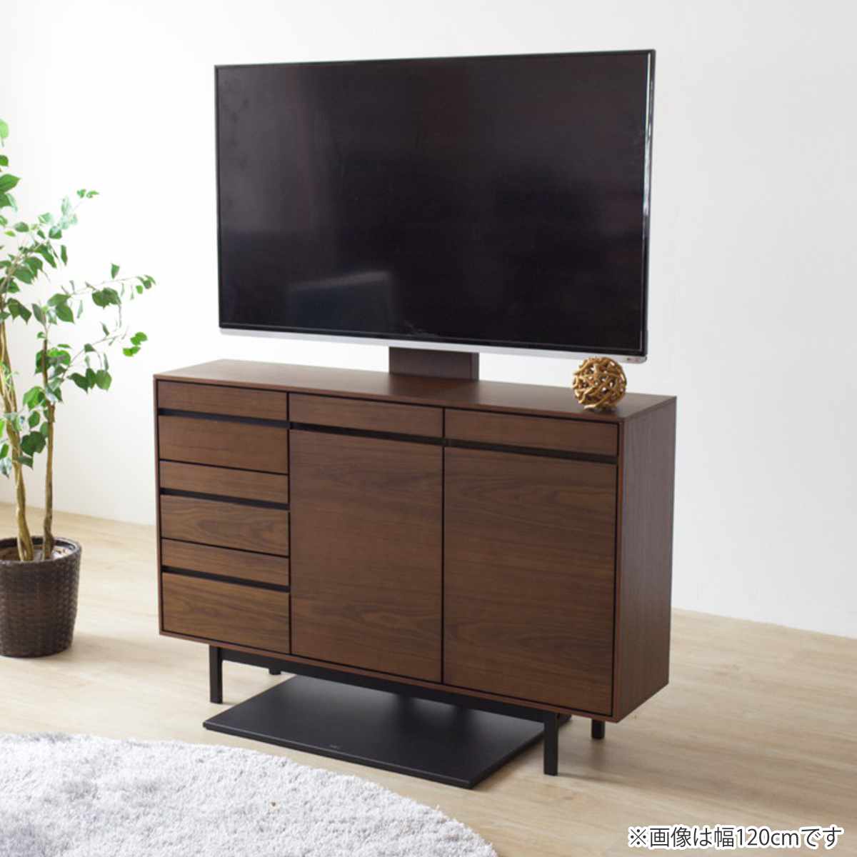 サイドボード 幅80cm 背面化粧 天然木 完成品 ( 棚 ラック 引き出し A4対応 収納 可動棚 テレビ台 リビングボード 3段 省スペース お掃除ロボット対応 グレー ウォールナット ) 【ウォールナット】 ウォールナット