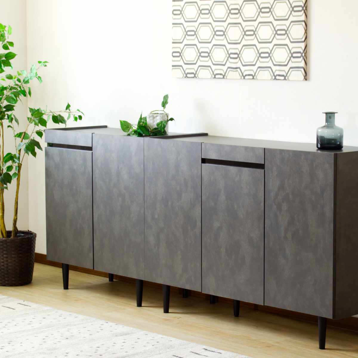 サイドボード 幅80cm オールメラミン 背面化粧 完成品 ( 棚 ラック 引き出し A4対応 収納 可動棚 スライド棚 メラミン リビングボード 省スペース お掃除ロボット対応 ブラック ホワイト 石目調 ) 【ブラック】 ブラック