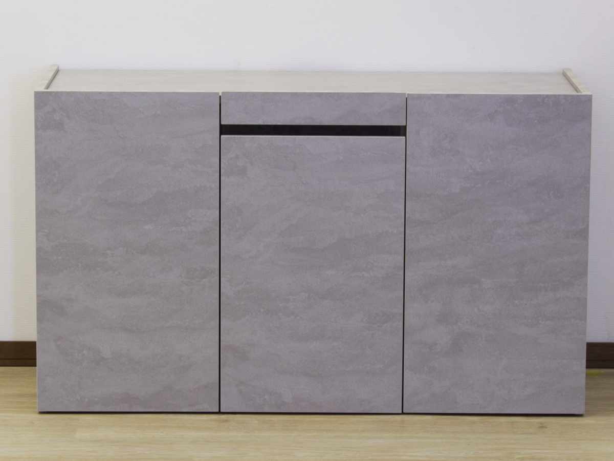 サイドボード 幅120cm オールメラミン 背面化粧 完成品 ( 棚 ラック 引き出し A4対応 収納 可動棚 スライド棚 メラミン リビングボード 省スペース お掃除ロボット対応 ブラック ホワイト 石目調 ) 【ブラック】 ブラック