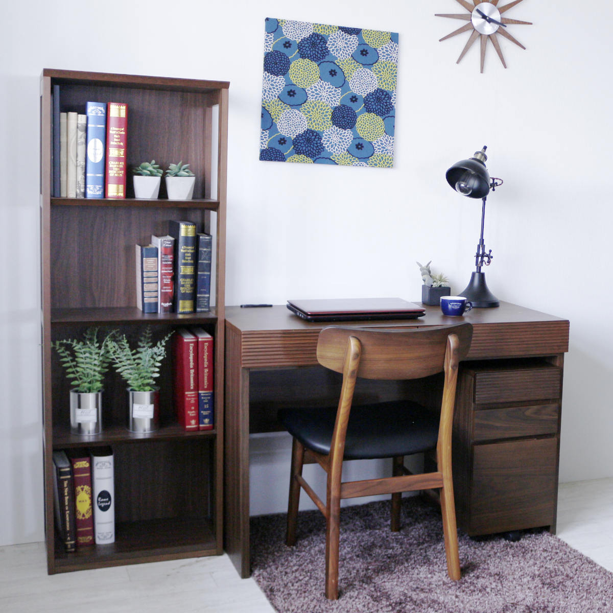 本棚 幅50cm 4段 背面化粧 天然木 完成品 ( ラック 棚 収納 A4対応 シェルフ デスクサイド オープンラック 飾り棚 ディスプレイ ウォールラック )