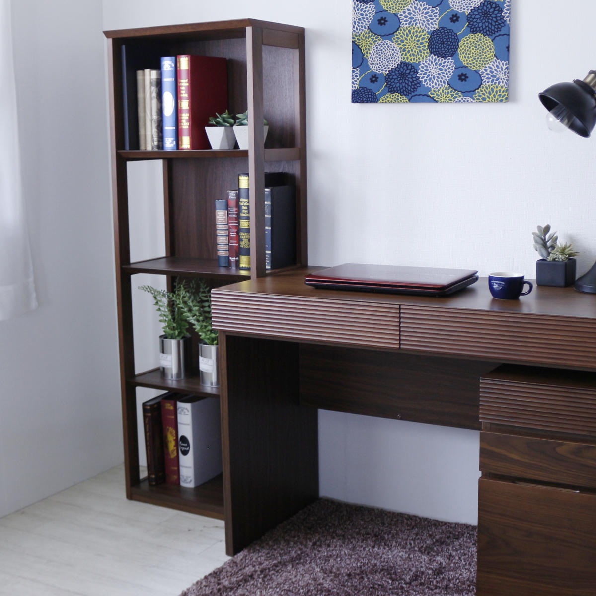 本棚 幅50cm 4段 背面化粧 天然木 完成品 ( ラック 棚 収納 A4対応 シェルフ デスクサイド オープンラック 飾り棚 ディスプレイ ウォールラック )