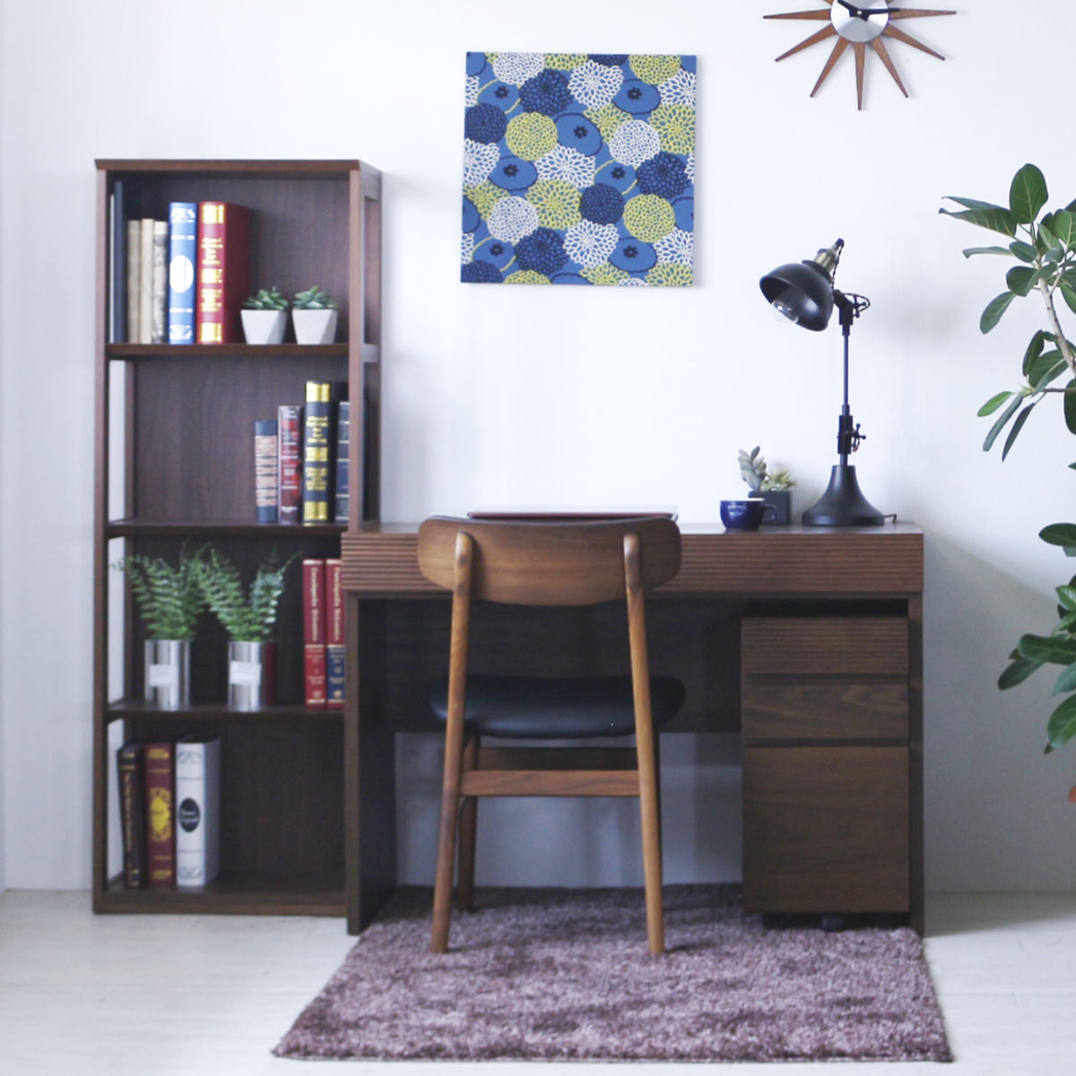 本棚 幅50cm 4段 背面化粧 天然木 完成品 ( ラック 棚 収納 A4対応 シェルフ デスクサイド オープンラック 飾り棚 ディスプレイ ウォールラック )