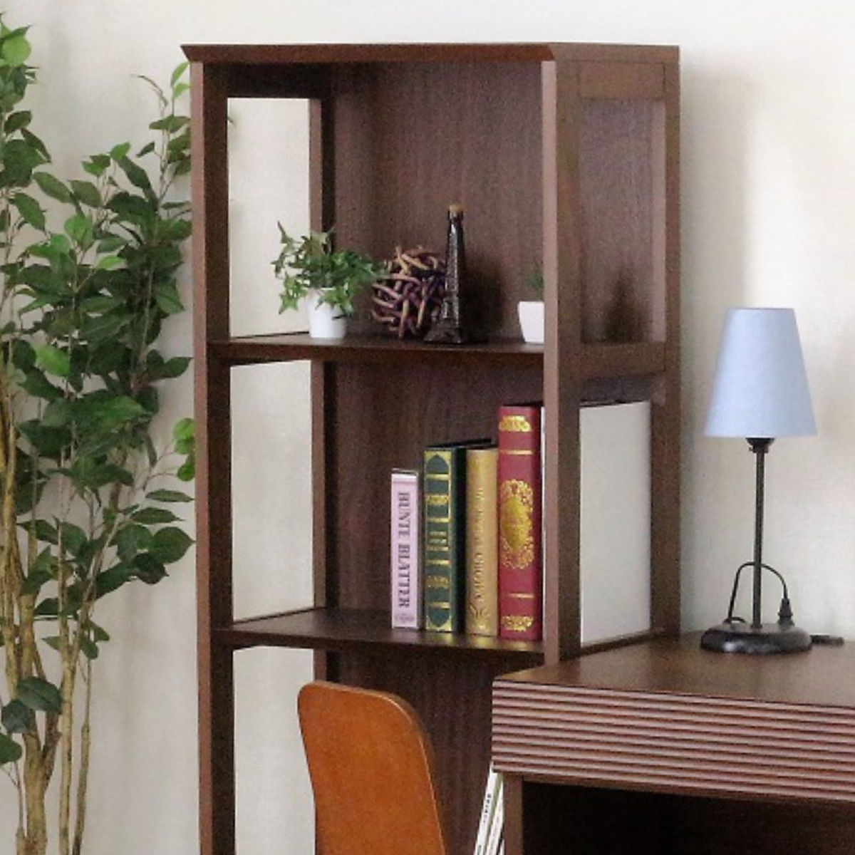 本棚 幅50cm 4段 背面化粧 天然木 完成品 ( ラック 棚 収納 A4対応 シェルフ デスクサイド オープンラック 飾り棚 ディスプレイ ウォールラック )