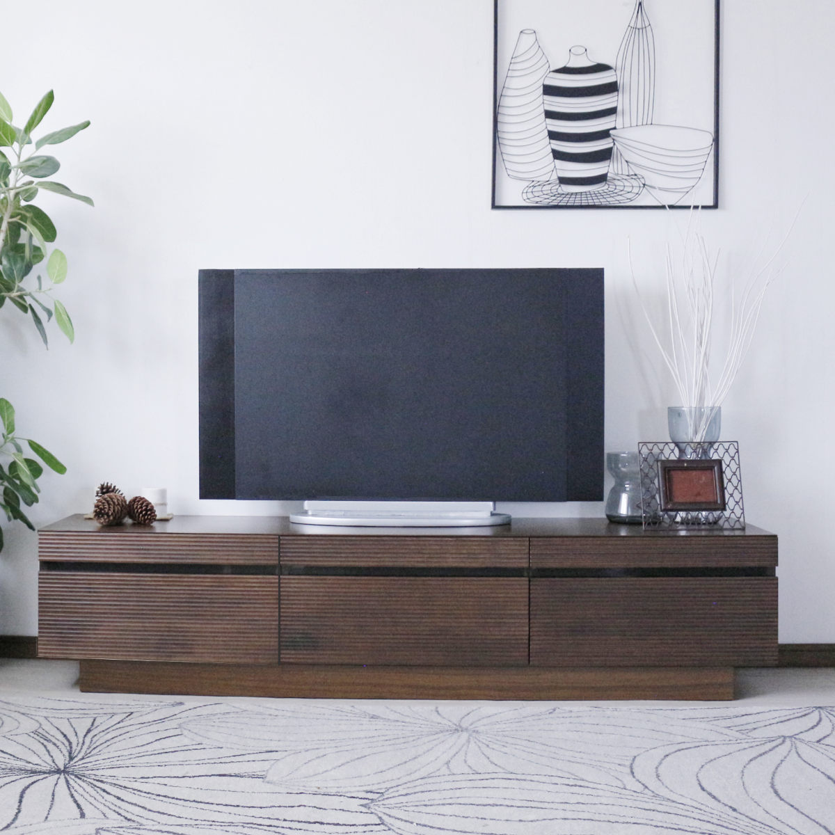 テレビ台 幅180.5cm 背面化粧 リモコンOK 天然木 完成品 ( ローボード 引出し ラック 棚 収納 フロート風 リビングボード フルオープンレール ナチュラル ウォールナット ) 【ナチュラル】 ナチュラル