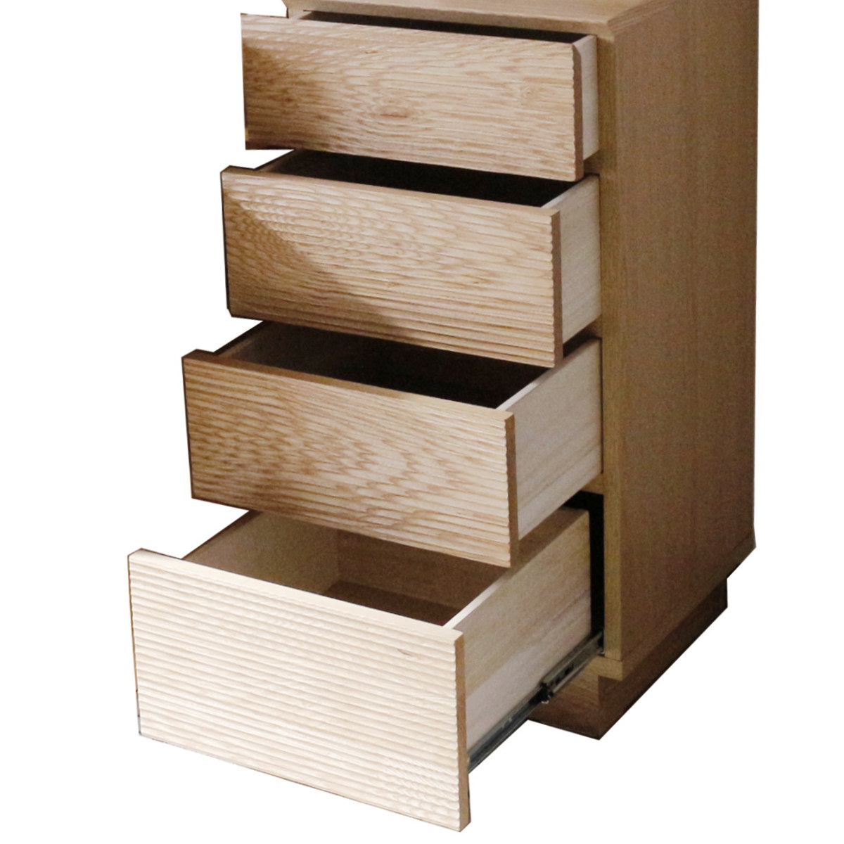 サイドチェスト 幅40cm 背面化粧 天然木 ( チェスト 4段 棚 ラック 引き出し 収納 フロート風 リビングボード フルオープンレール ナチュラル ウォールナット ) 【ナチュラル】 ナチュラル