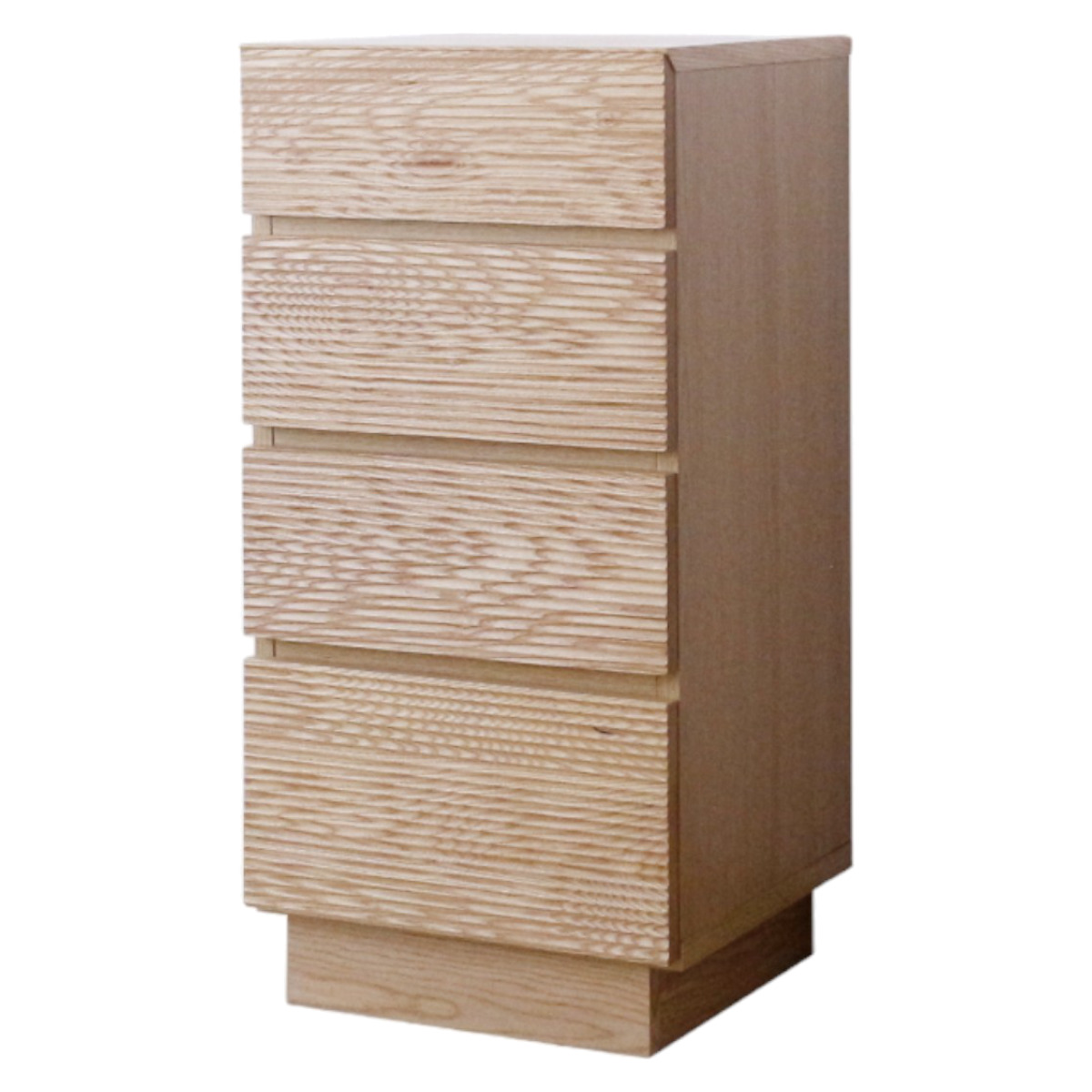 サイドチェスト 幅40cm 背面化粧 天然木 ( チェスト 4段 棚 ラック 引き出し 収納 フロート風 リビングボード フルオープンレール ナチュラル ウォールナット ) 【ナチュラル】 ナチュラル