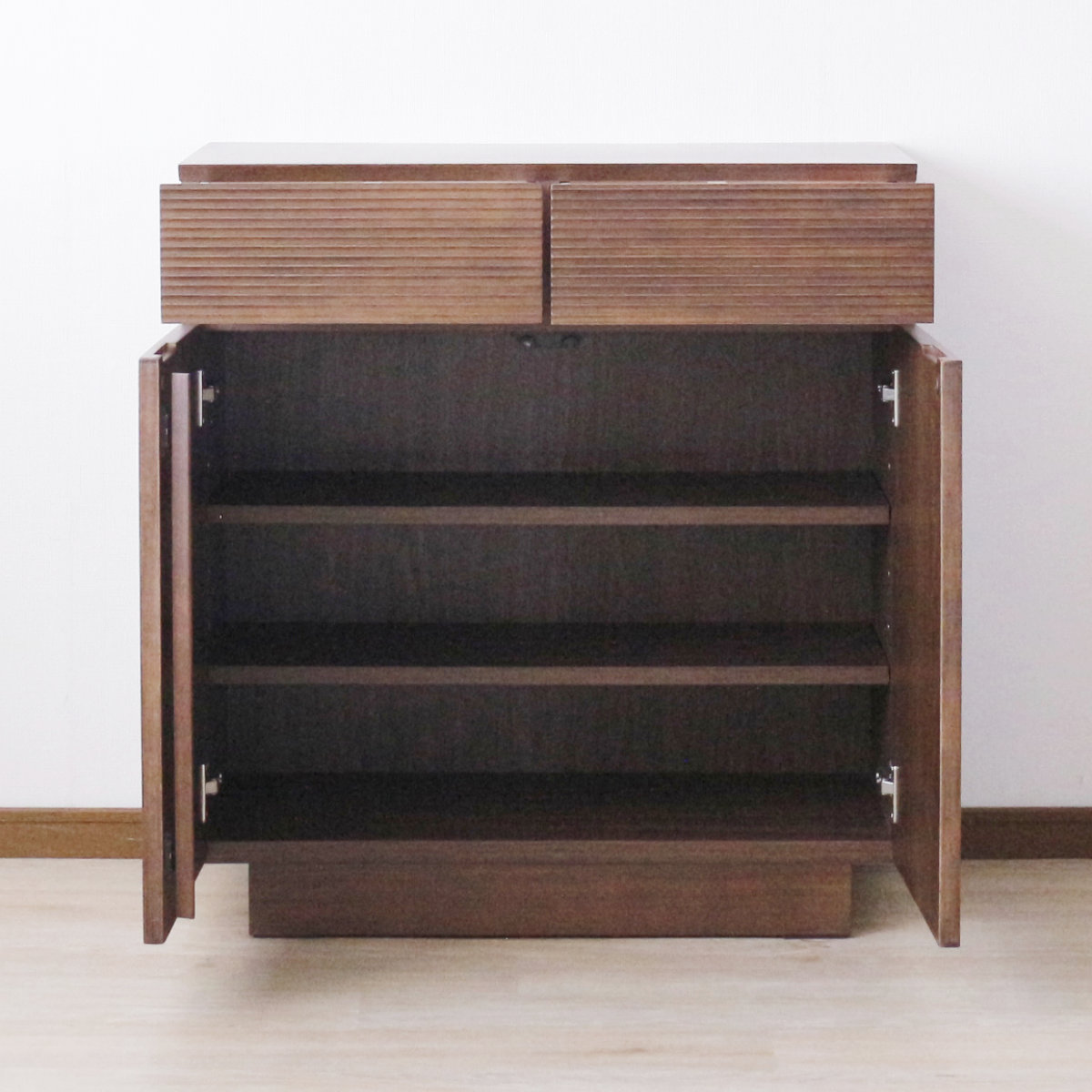 サイドボード 幅80cm 背面化粧 天然木 ( チェスト A4対応 棚 ラック 引き出し 収納 フロート風 リビングボード 可動棚 ナチュラル ウォールナット シンプル ) 【ナチュラル】 ナチュラル