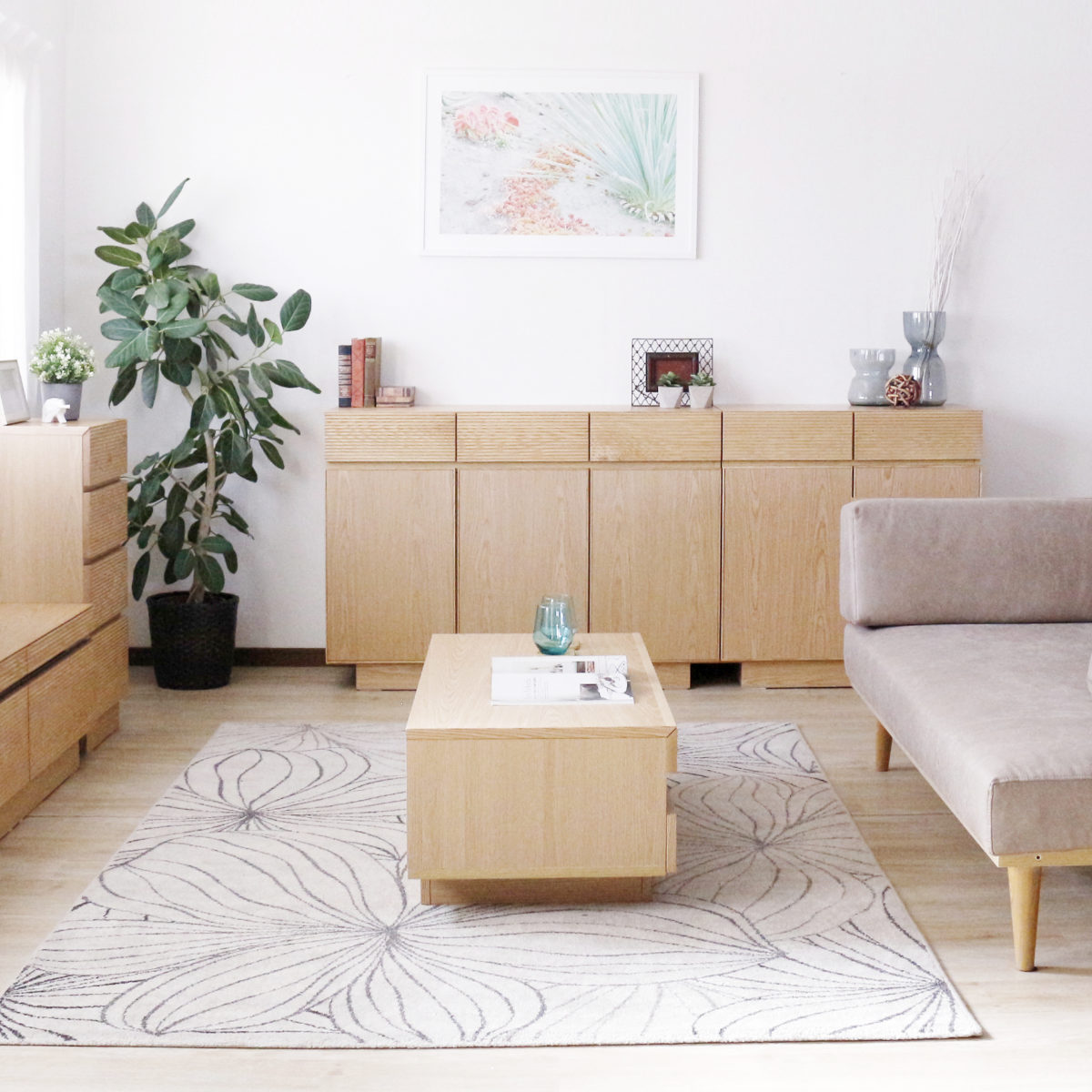 サイドボード 幅120cm 背面化粧 天然木 ( チェスト A4対応 棚 ラック 引き出し 収納 フロート風 リビングボード 可動棚 ナチュラル ウォールナット シンプル ) 【ウォールナット】 ウォールナット