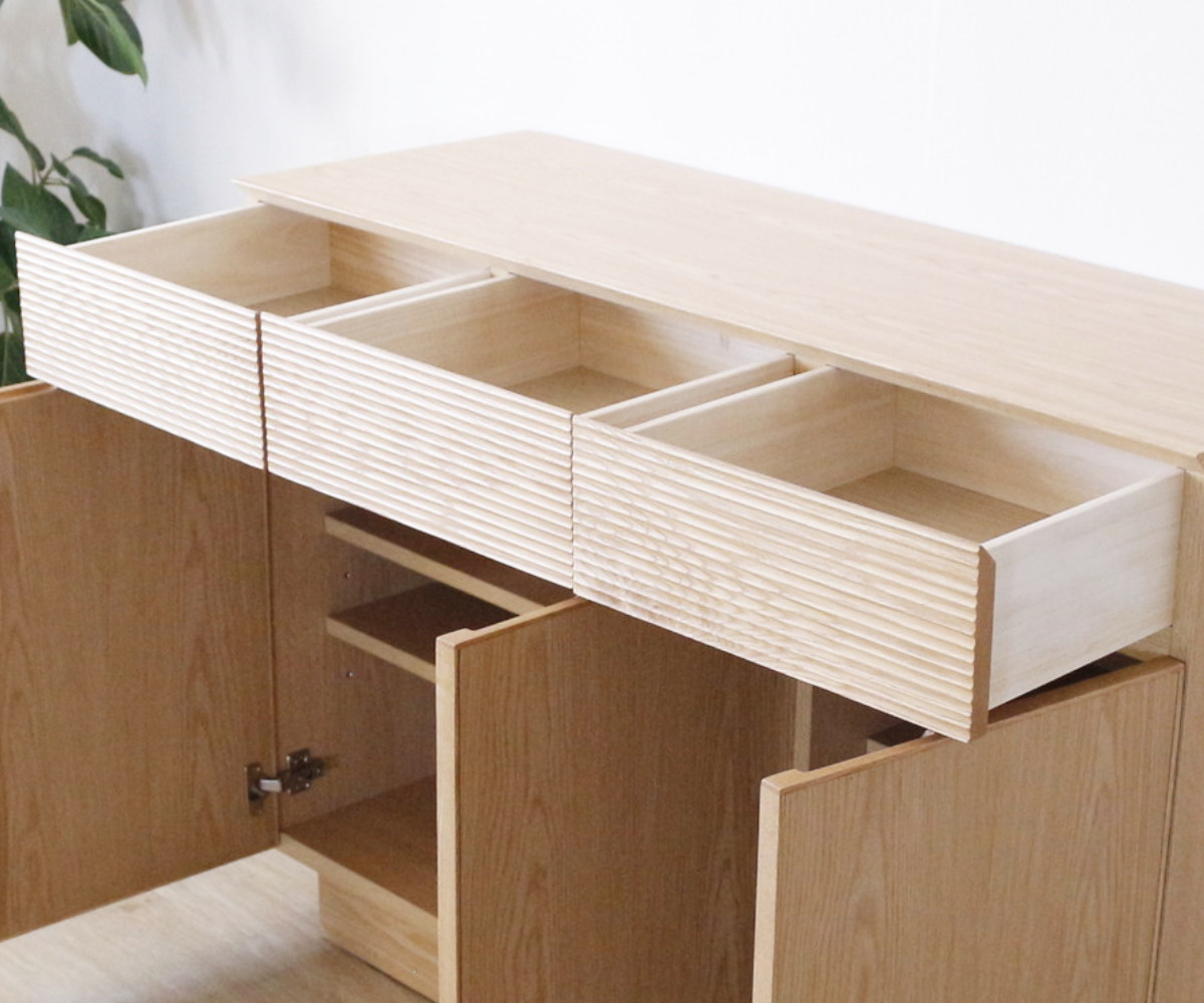 サイドボード 幅120cm 背面化粧 天然木 ( チェスト A4対応 棚 ラック 引き出し 収納 フロート風 リビングボード 可動棚 ナチュラル ウォールナット シンプル ) 【ウォールナット】 ウォールナット