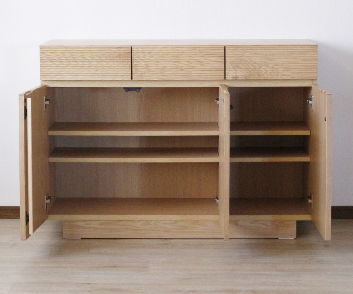 サイドボード 幅120cm 背面化粧 天然木 ( チェスト A4対応 棚 ラック 引き出し 収納 フロート風 リビングボード 可動棚 ナチュラル ウォールナット シンプル ) 【ウォールナット】 ウォールナット