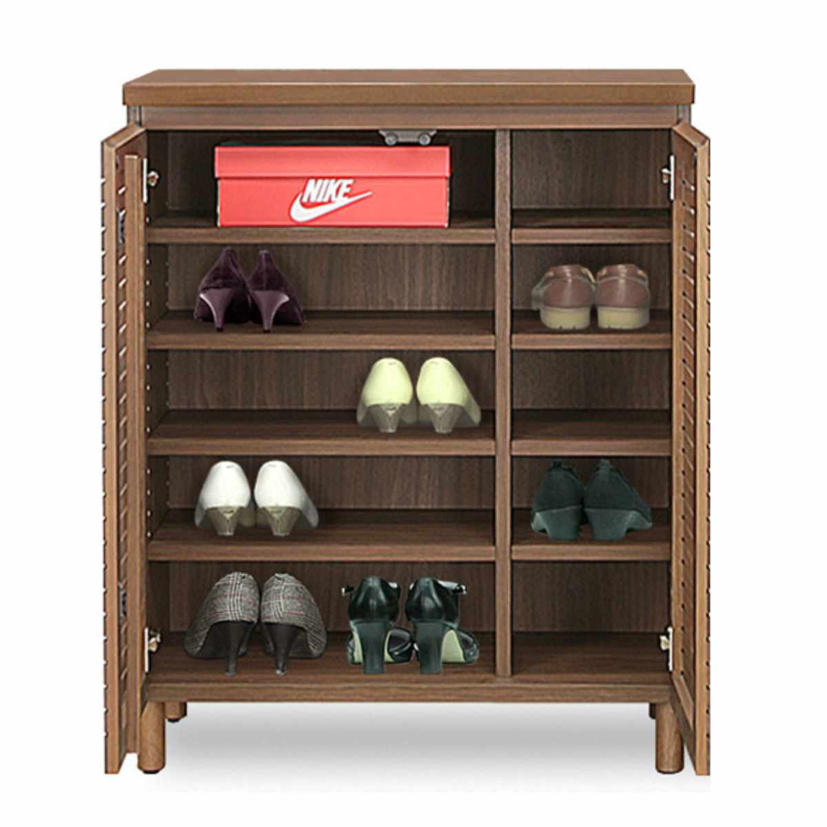 シューズキャビネット ロータイプ 幅80cm 約15足収納 天然木 完成品 ( 靴箱 シューズボックス コンパクト 下駄箱 玄関収納 ルーバー扉 玄関 靴 収納 通気性 シューズ ラック 木目調 おしゃれ 一人暮らし シューズクローク 木製 ) 【ナチュラル】 ナチュラル