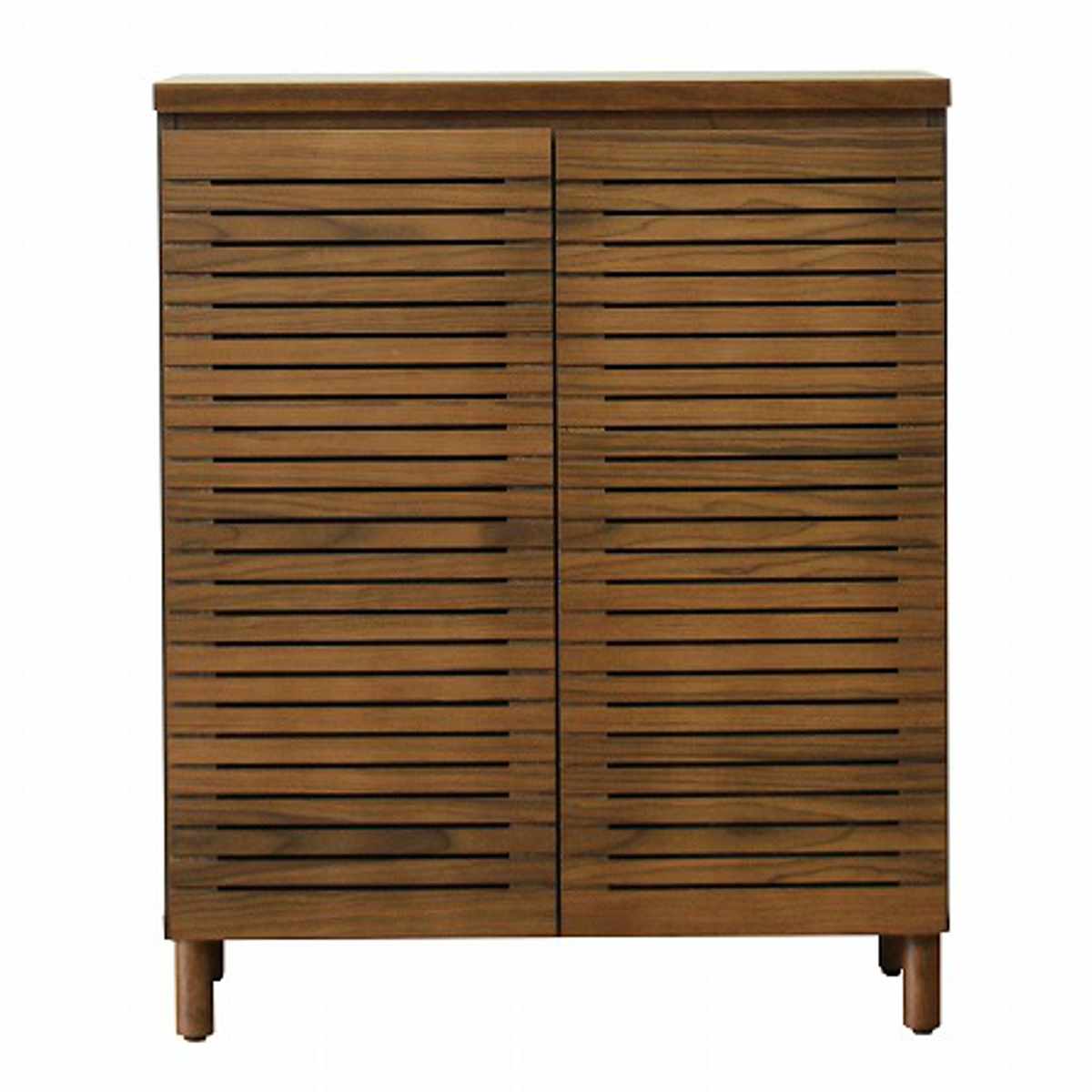 シューズキャビネット ロータイプ 幅80cm 約15足収納 天然木 完成品 ( 靴箱 シューズボックス コンパクト 下駄箱 玄関収納 ルーバー扉 玄関 靴 収納 通気性 シューズ ラック 木目調 おしゃれ 一人暮らし シューズクローク 木製 ) 【ナチュラル】 ナチュラル