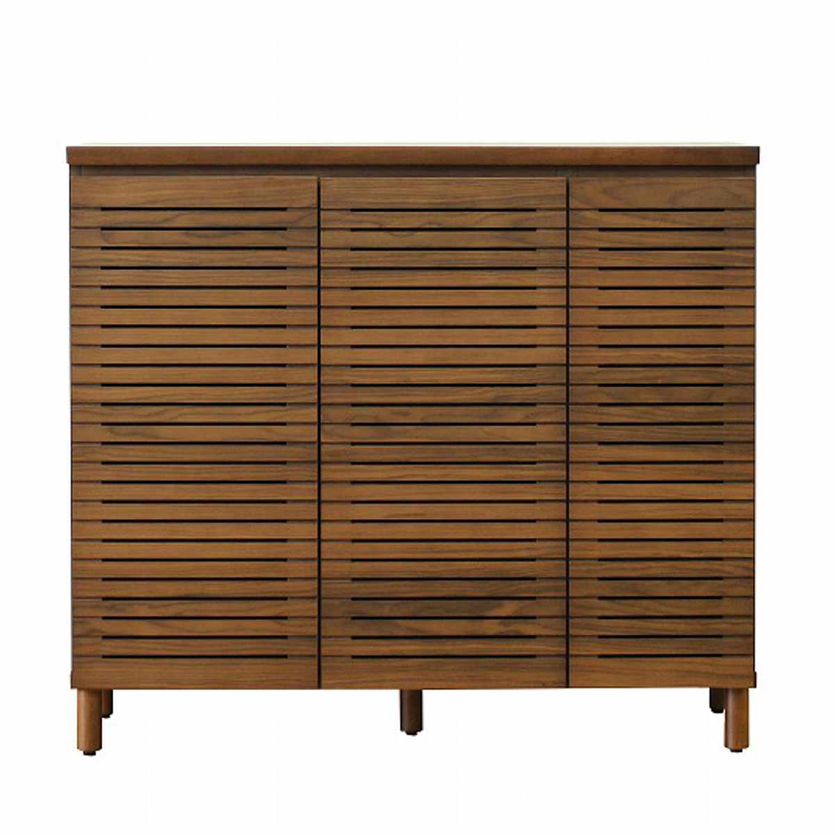 シューズキャビネット 幅110cm 約20足収納 天然木 完成品 ( 靴箱 シューズボックス 下駄箱 玄関収納 ルーバー扉 玄関 靴 収納 通気性 シューズ ラック 木目調 おしゃれ 家族 納戸 シューズクローク 木製 ) 【ナチュラル】 ナチュラル