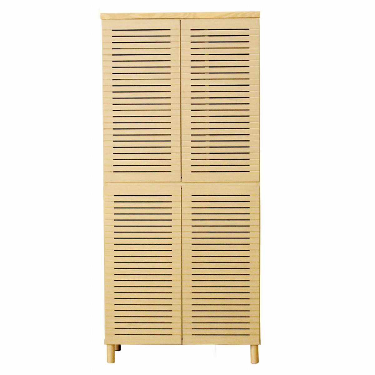 シューズキャビネット ハイタイプ 幅80cm 約30足収納 天然木 完成品 ( 靴箱 シューズボックス 下駄箱 玄関収納 ルーバー扉 玄関 靴 収納 スリム 通気性 シューズ ラック 木目調 おしゃれ 家族 納戸 シューズクローク 木製 ) 【ウォールナット】 ウォールナット