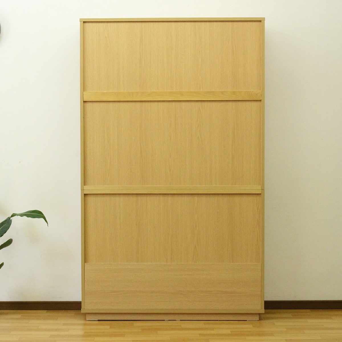 スリムキャビネット 幅120cm 背面化粧 天然木 ( キャビネット 奥行スリム リビング収納 棚 ラック 可動棚 木製 リビングボード 食器棚 ナチュラル ウォールナット A4対応 ) 【ウォールナット】 ウォールナット