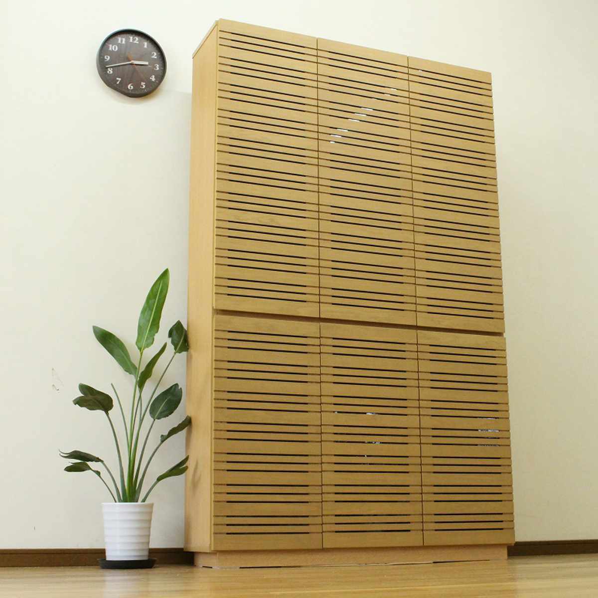 スリムキャビネット 幅120cm 背面化粧 天然木 ( キャビネット 奥行スリム リビング収納 棚 ラック 可動棚 木製 リビングボード 食器棚 ナチュラル ウォールナット A4対応 ) 【ウォールナット】 ウォールナット