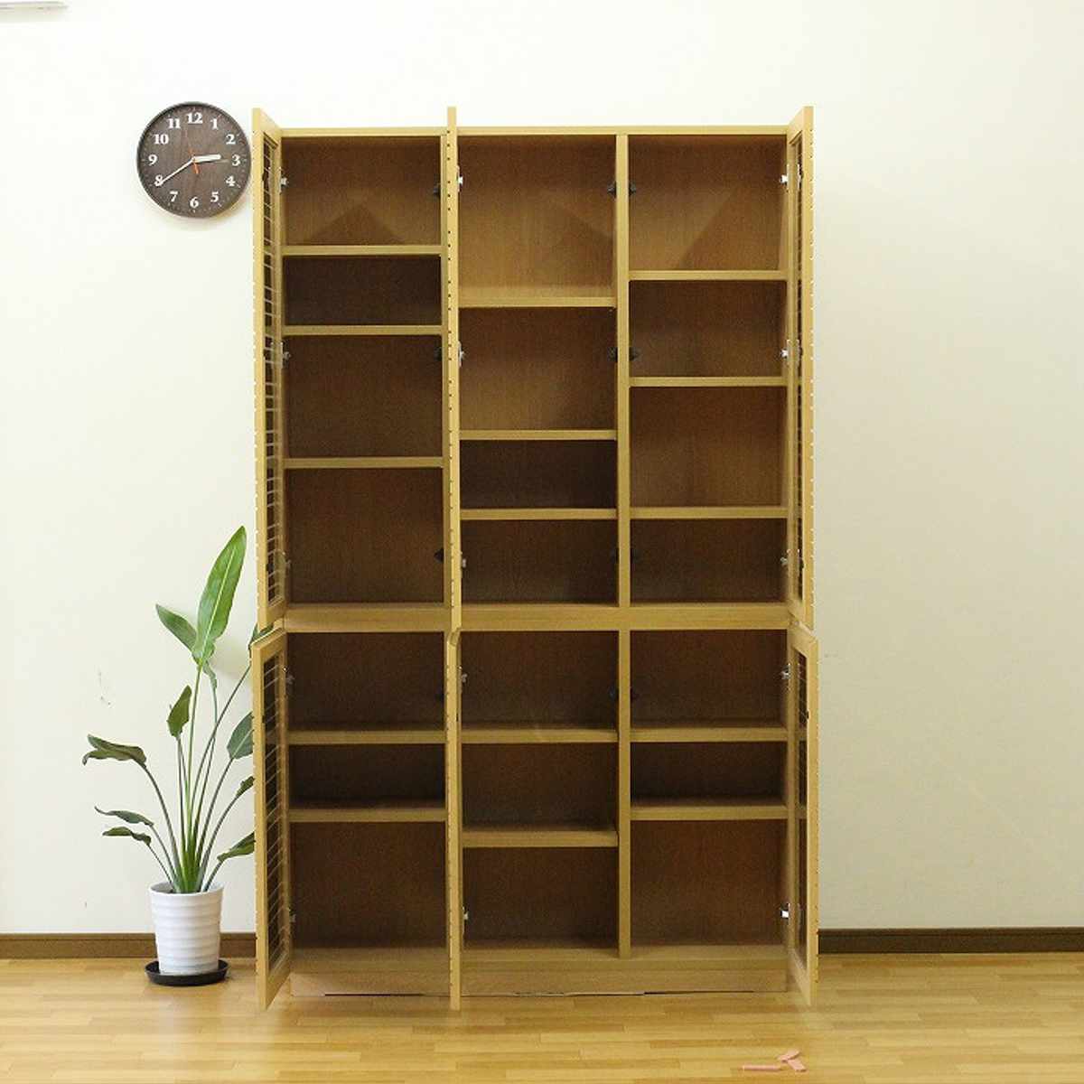 スリムキャビネット 幅120cm 背面化粧 天然木 ( キャビネット 奥行スリム リビング収納 棚 ラック 可動棚 木製 リビングボード 食器棚 ナチュラル ウォールナット A4対応 ) 【ウォールナット】 ウォールナット